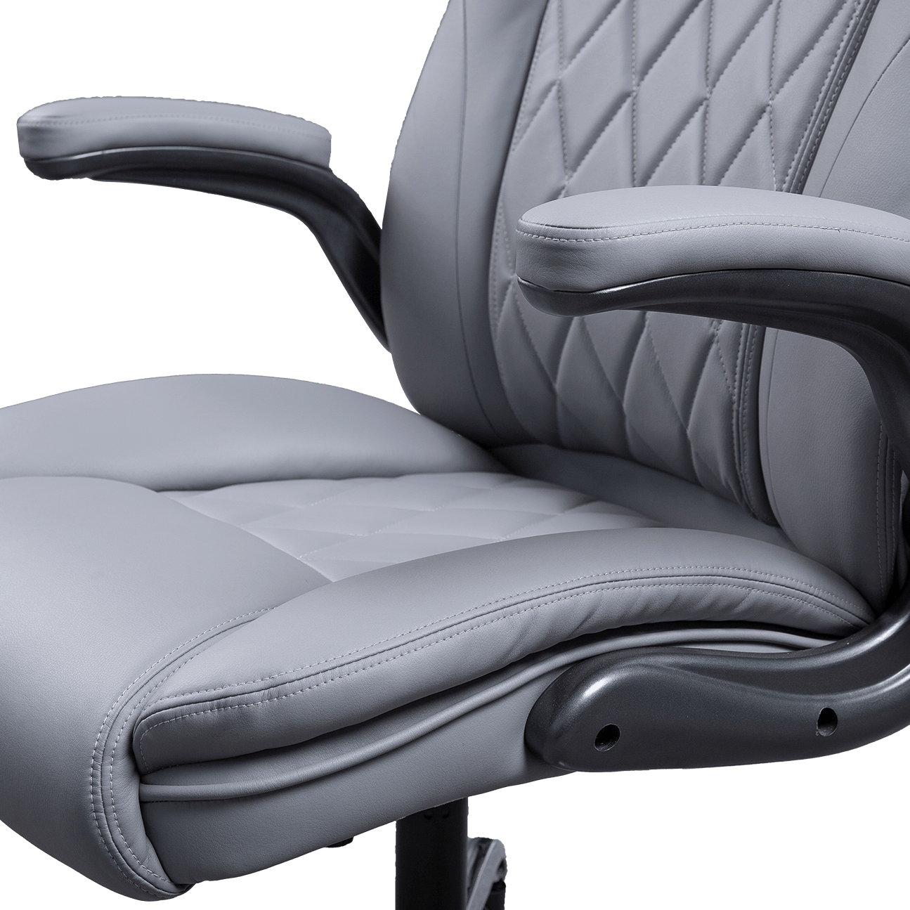 Luxusní pohodlné křeslo s vysokým opěradlem šedé kožené křeslo Executive Otočná nastavitelná výška Ergonomická kancelářská židle Boss Chair details