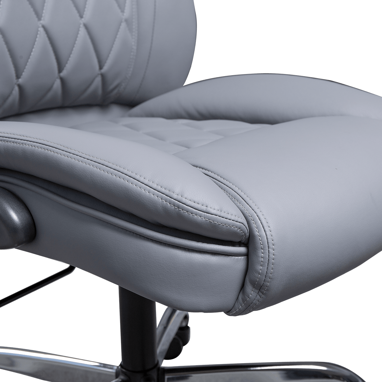 Luxusní pohodlné křeslo s vysokým opěradlem šedé kožené křeslo Executive Otočná nastavitelná výška Ergonomická kancelářská židle Boss Chair details